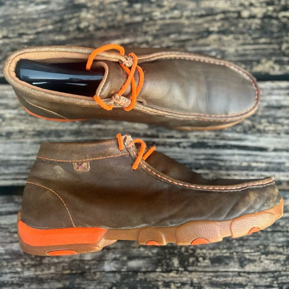 Twisted X Men’s Chukka Driving Moc Brown Leather Ankle High Laced Boot Size 9